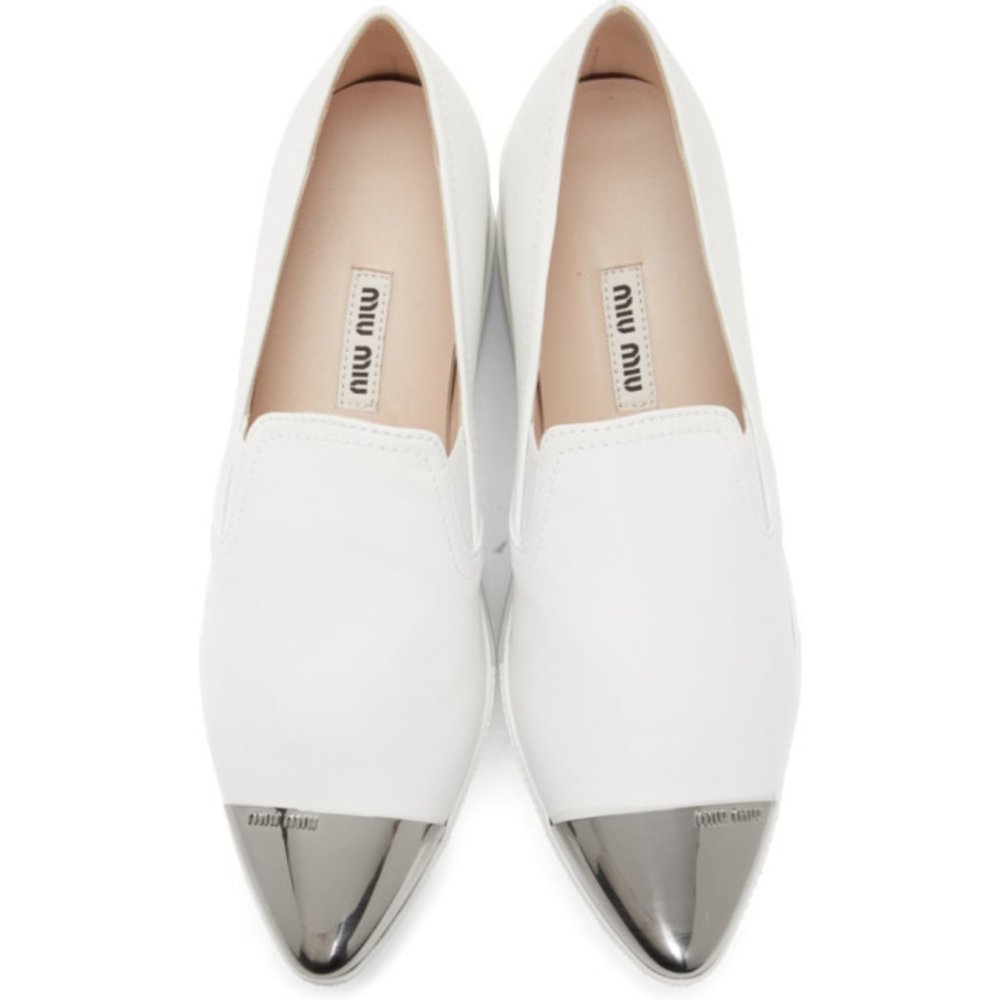 Miu Miu White Toe Cap Platform Slip-On Sneakers